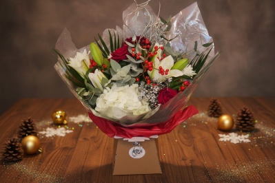 Red and white Lily bouquet